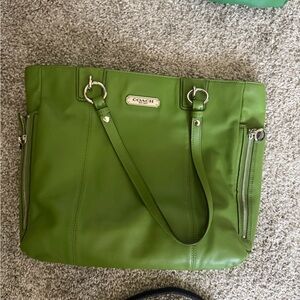 Coach Vibrant Green Leather Tote
